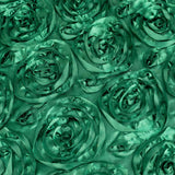 72inch x 72inch Hunter Emerald Green 3D Rosette Satin Table Overlay#whtbkgd