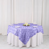 Elevate Your Tablescape with the Lavender Lilac 3D Rosette Satin Table Overlay