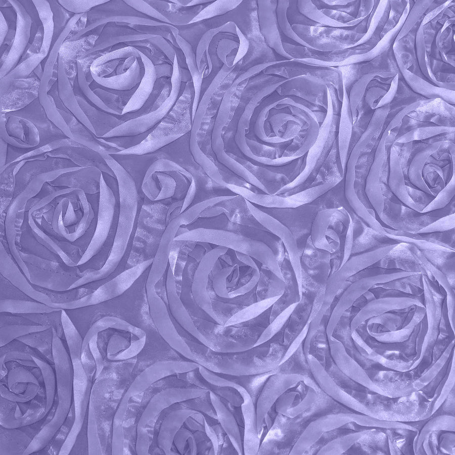 72x72inch Lavender 3D Rosette Satin Table Overlay, Square Tablecloth Topper#whtbkgd