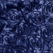 72x72inch Navy Blue 3D Rosette Satin Table Overlay, Square Tablecloth Topper#whtbkgd