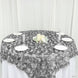 72x72inch Silver 3D Rosette Satin Table Overlay, Square Tablecloth Topper
