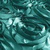 72x72inch Turquoise 3D Rosette Satin Table Overlay, Square Tablecloth Topper