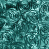 72x72inch Turquoise 3D Rosette Satin Table Overlay, Square Tablecloth Topper#whtbkgd