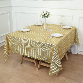 Elevate Your Table Decor with the Gold Diamond Glitz Sequin Table Overlay