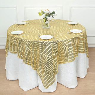 Add Glamour to Your Event with the Gold Diamond Glitz Sequin Table Overlay