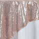 72" Premium Stripe Sequin Square Overlay For Wedding Catering Party Table Decorations - Blush
