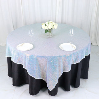 Make a Statement with the Iridescent Blue Sequin Square Table Overlay