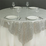 72"x72" Grand Duchess Sequin Table Overlays - Silver