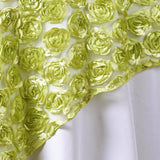 72"x72" TEA GREEN Lace Overlay with Rosette Flowers For Party Wedding Table Decoration