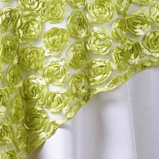 Why Choose Our Tea Green Satin 3D Rosette Lace Square Table Overlay?