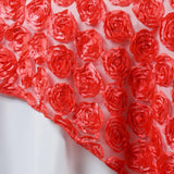 72x72" CORAL Lace Overlay with Rosette Flowers For Party Wedding Table Decoration