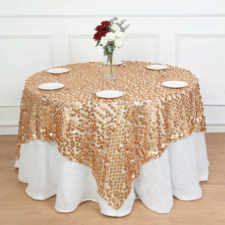Elevate Your Event Decor with the 72" Matte Champagne Premium Sequin Table Overlay