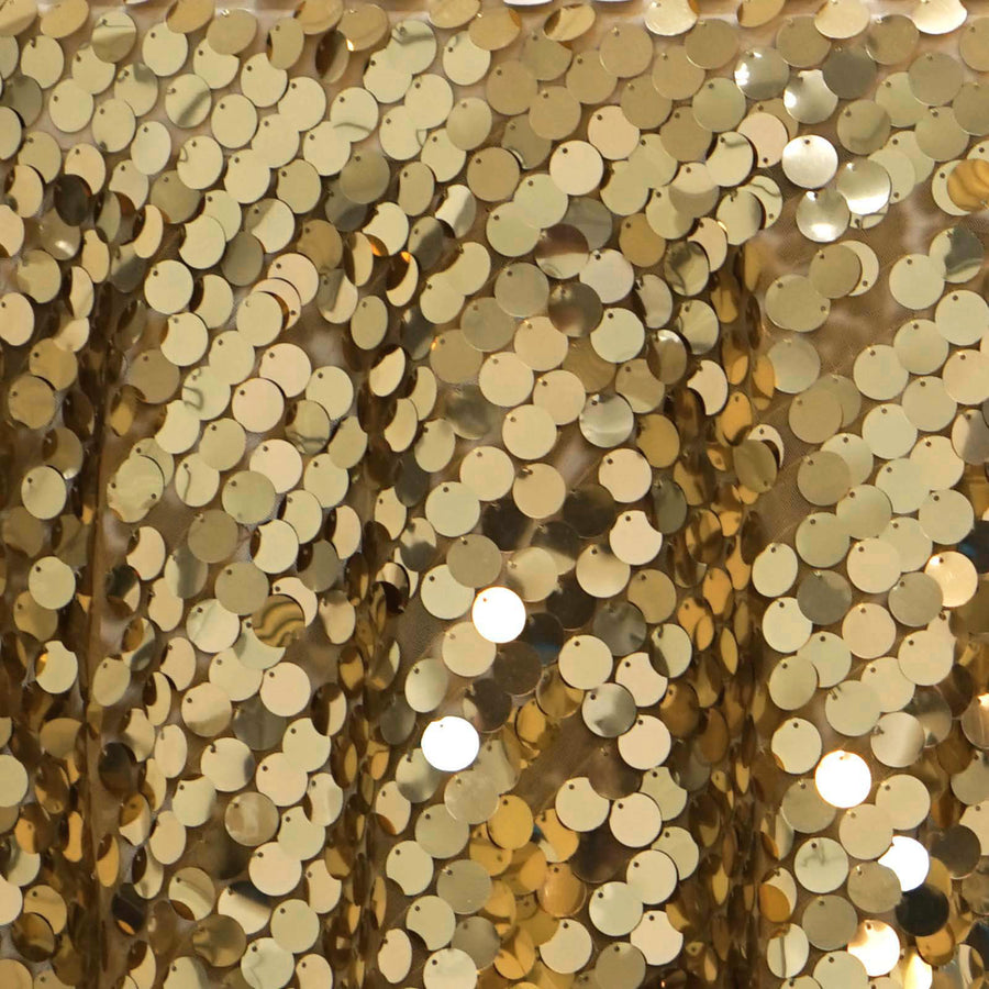 72" x 72" Gold Premium Big Payette Sequin Overlay