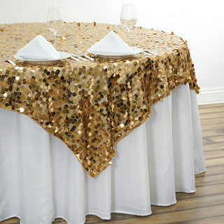 Create a Luxurious Atmosphere with the Gold Premium Big Payette Sequin Square Table Overlay