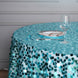72" x 72" Turquoise Premium Big Payette Sequin Overlay