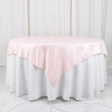 72x72Inch Blush / Rose Gold Accordion Crinkle Taffeta Table Overlay, Square Tablecloth Topper