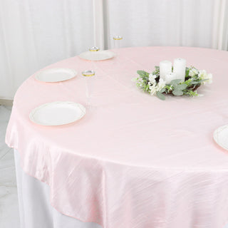 Complete Your Event Decor with the Blush Accordion Crinkle Taffeta Table Overlay