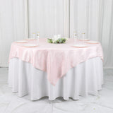 72x72Inch Blush / Rose Gold Accordion Crinkle Taffeta Table Overlay, Square Tablecloth Topper