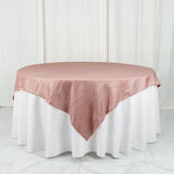 72x72Inch Dusty Rose Accordion Crinkle Taffeta Table Overlay, Square Tablecloth Topper
