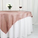 72x72Inch Dusty Rose Accordion Crinkle Taffeta Table Overlay, Square Tablecloth Topper