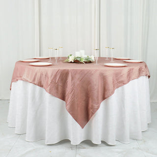 Elegant Dusty Rose Accordion Crinkle Taffeta Table Overlay
