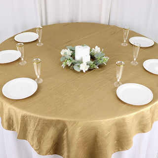 Create a Classy Table Setup with the Gold Accordion Crinkle Taffeta Table Overlay