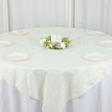 72x72Inch Ivory Accordion Crinkle Taffeta Table Overlay, Square Tablecloth Topper
