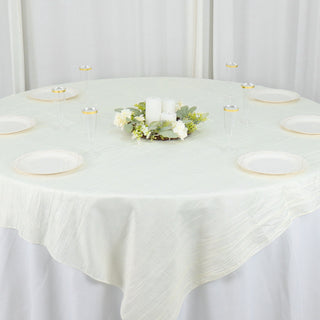 Dress Up Your Tables with the Ivory Accordion Crinkle Taffeta Table Overlay