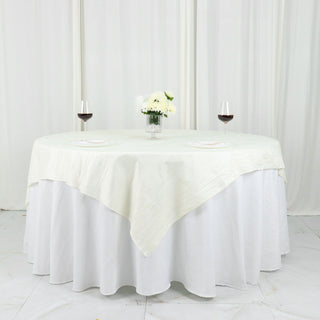 Elegant Ivory Accordion Crinkle Taffeta Table Overlay for a Luxurious Tablescape