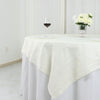 72x72Inch Ivory Accordion Crinkle Taffeta Table Overlay, Square Tablecloth Topper
