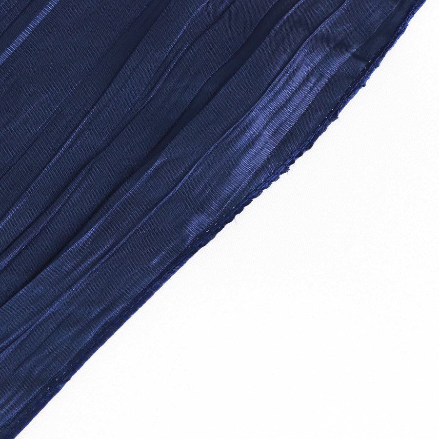 72x72Inch Navy Blue Accordion Crinkle Taffeta Table Overlay, Square Tablecloth Topper