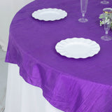 72inch x 72inch Purple Accordion Crinkle Taffeta Table Overlay, Square Tablecloth Topper