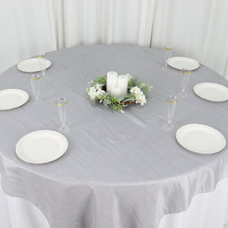 Dress Up Your Event Tables with the Silver Accordion Crinkle Taffeta Table Overlay