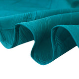 72x72Inch Peacock Teal Accordion Crinkle Taffeta Table Overlay, Square Tablecloth Topper