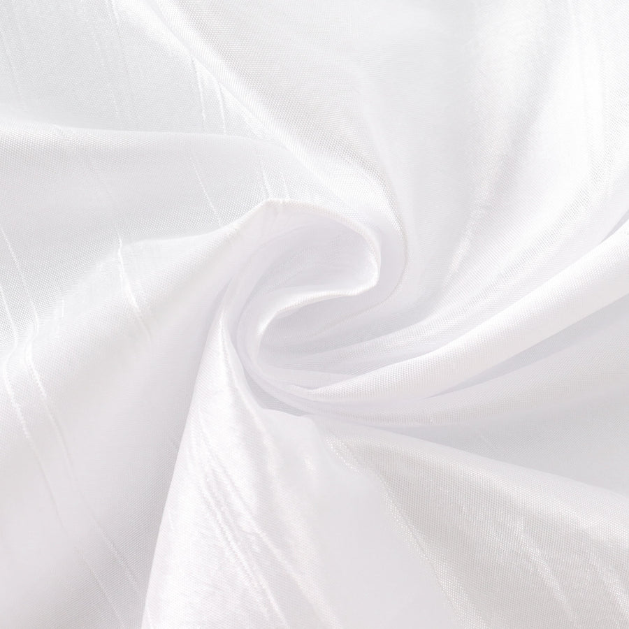 72x72Inch White Accordion Crinkle Taffeta Table Overlay, Square Tablecloth Topper#whtbkgd