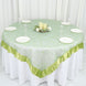 72" x 72" Apple Green Satin Edge Embroidered Sheer Organza Square Table Overlay