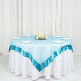Turquoise Embroidered Sheer Organza Table Overlay - Elevate Your Event Decor