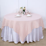 72x72 Blush/Rose Gold Linen Square Overlay | Slubby Textured Wrinkle Resistant Table Overlay
