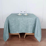 72x72 Dusty Blue Linen Square Overlay | Slubby Textured Wrinkle Resistant Table Overlay