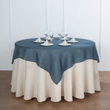 72x72 Blue Linen Square Overlay | Slubby Textured Wrinkle Resistant Table Overlay