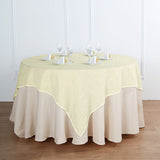 Elegant Ivory Slubby Textured Linen Square Table Overlay