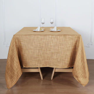 Elevate Your Table Decor with the Natural Slubby Textured Linen Square Table Overlay