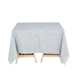 72x72 Silver Linen Square Overlay | Slubby Textured Wrinkle Resistant Table Overlay