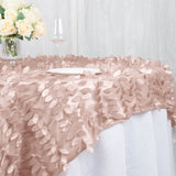 72x72inch Dusty Rose 3D Leaf Petal Taffeta Fabric Table Overlay