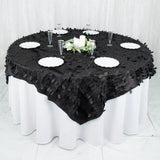 72inch x 72inch Black 3D Leaf Petal Taffeta Fabric Table Overlay