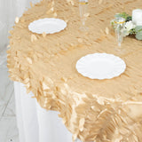 72x72inch Champagne 3D Leaf Petal Taffeta Fabric Table Overlay
