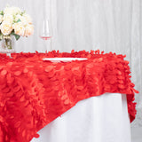 72inch x 72inch Red 3D Leaf Petal Taffeta Fabric Table Overlay
