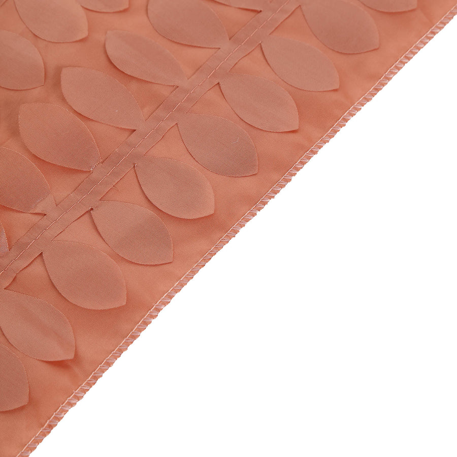 72inch x 72inch Terracotta (Rust) 3D Leaf Petal Taffeta Fabric Table Overlay