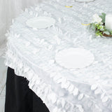 72x72inch White 3D Leaf Petal Taffeta Fabric Table Overlay