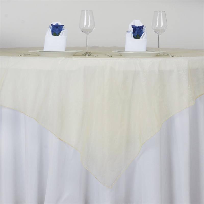 72" x 72" Champagne Square Organza Overlay#whtbkgd